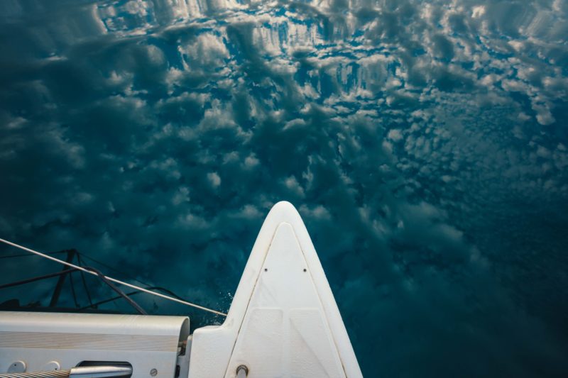 catamaran bow in lake superior