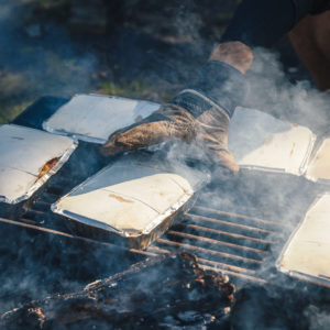 cooking over the fire