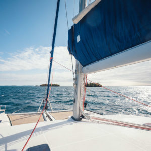 sunny catamaran bow