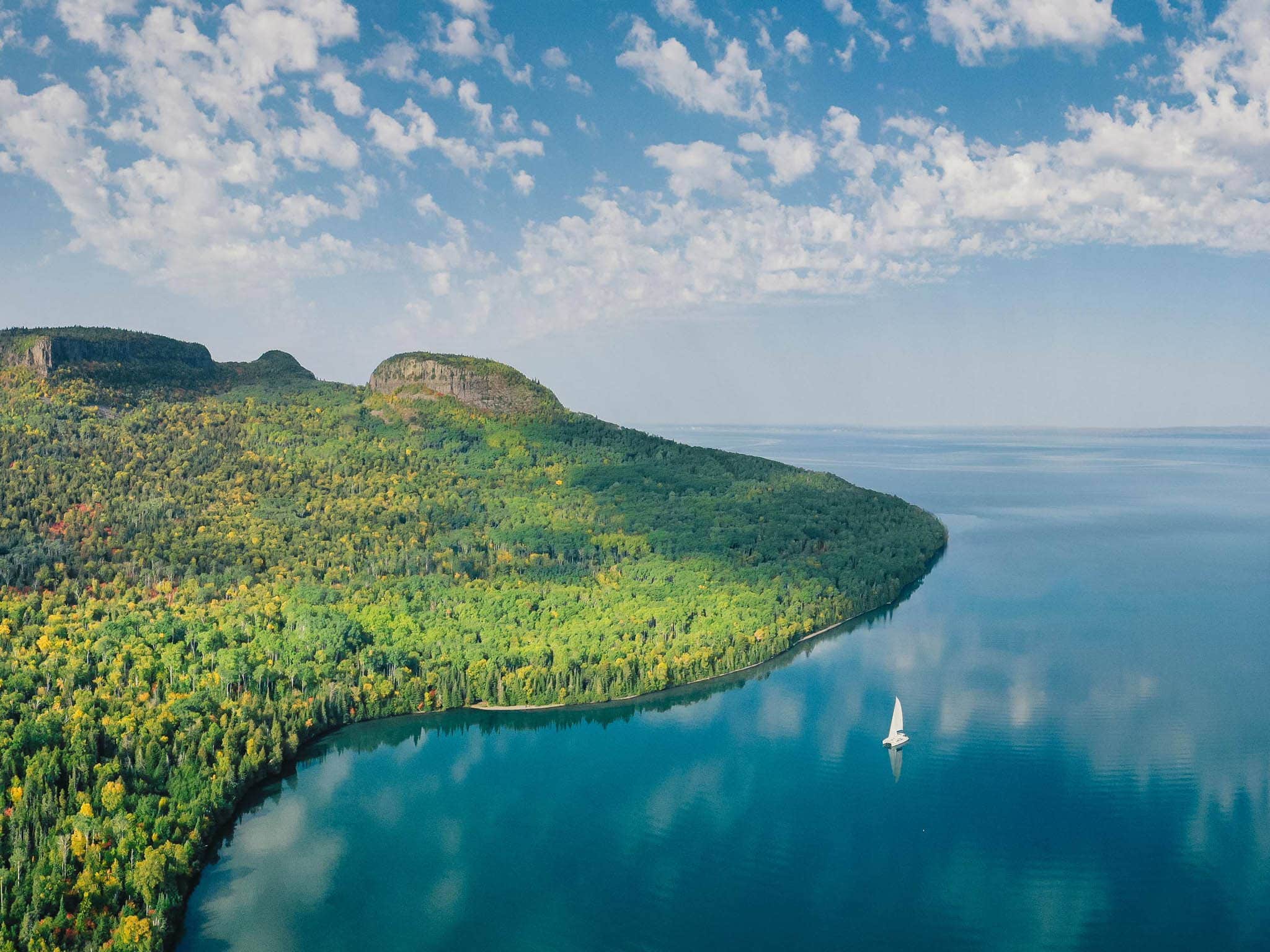 aerial curve of sawyers bay