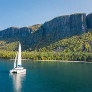 Catamaran with Sleeping Giant Cliffs