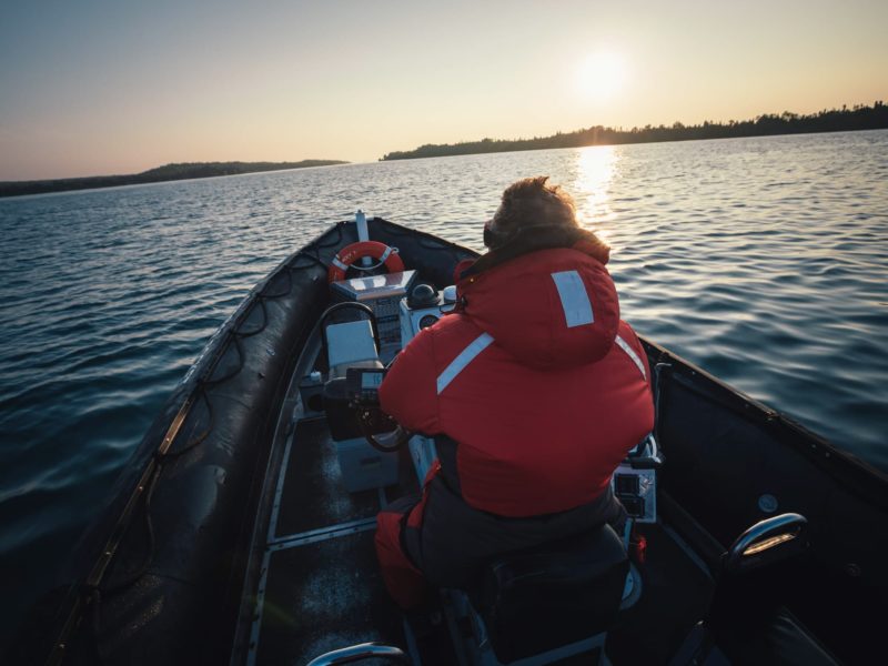 rear view zodiac at sunrise