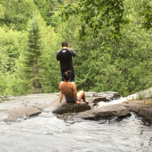 Relaxing at the top of the waterfall at Otter Cove
