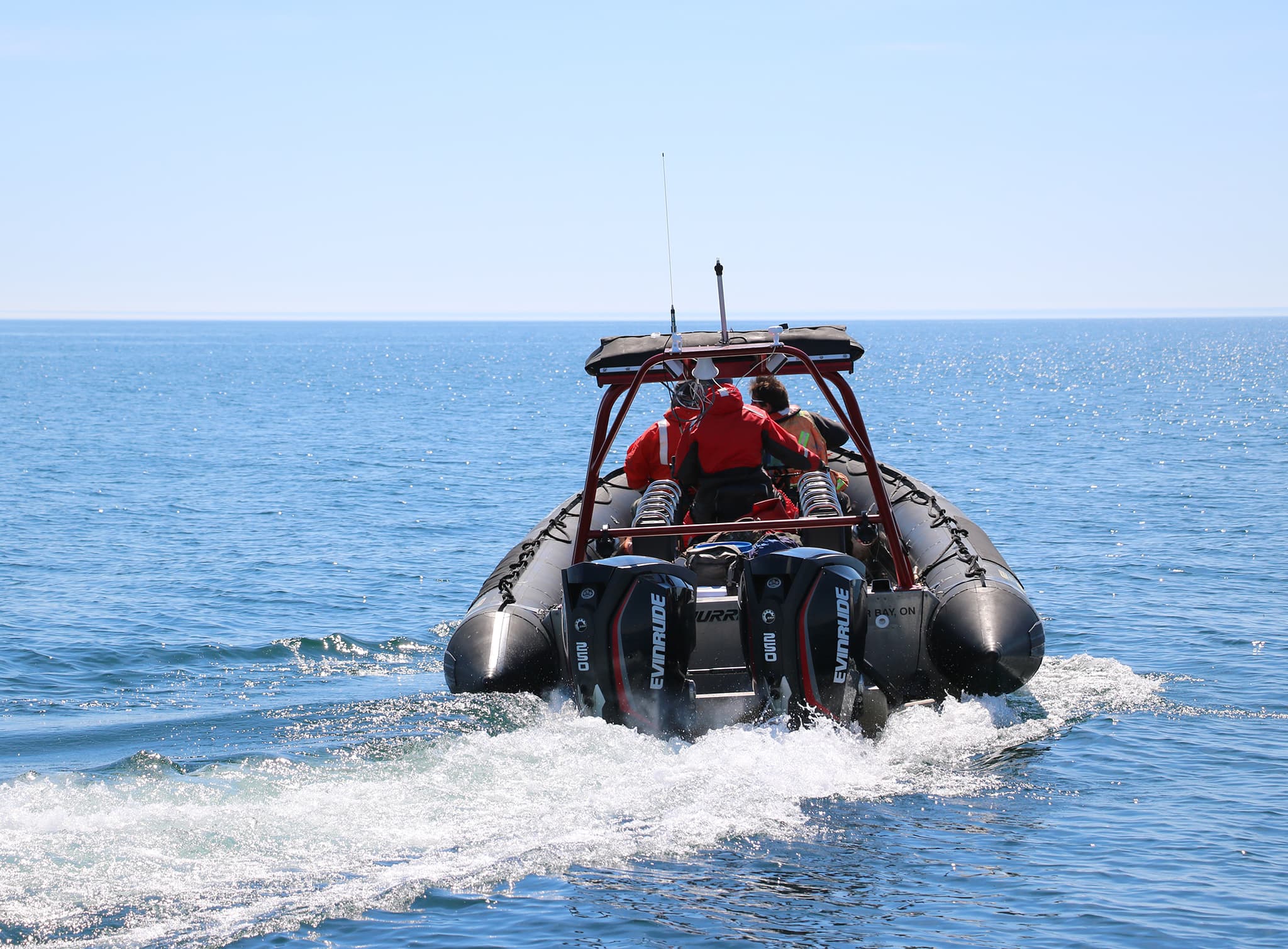 Zodiac Hurrican RHIB on Lake Superior heading away